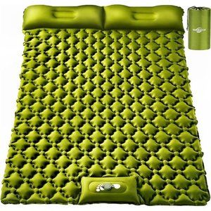 Camping Sleeping Pad, Ultralight Self Inflating Camping Pad 2 Person with Pillow